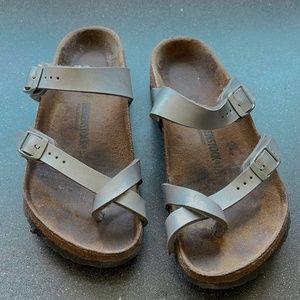 silver Birkenstocks size 4 womans